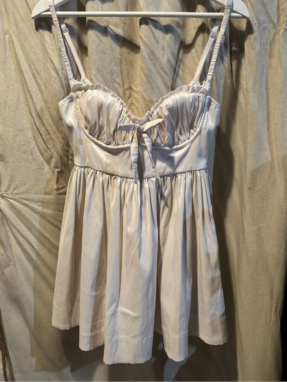 For Love & Lemons Cream Mini Dress with Bow Detail